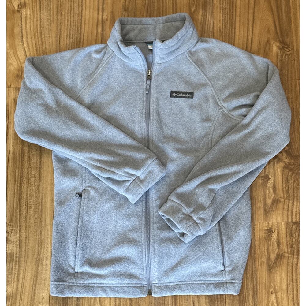 Columbia Jacket Womens Large Gray Full Zip Fleece Outdoor Hiking Pockets Casual